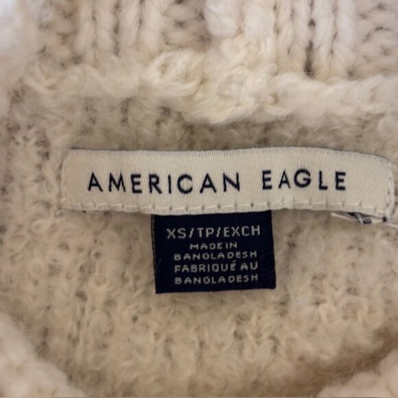 American Eagle Cream Boucle Mock Neck Wool Blend Sweater Size XS - Picture 6 of 8